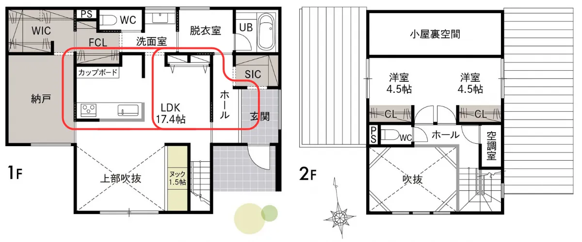 どこへでも繋がるスムーズ回遊動線の間取り図