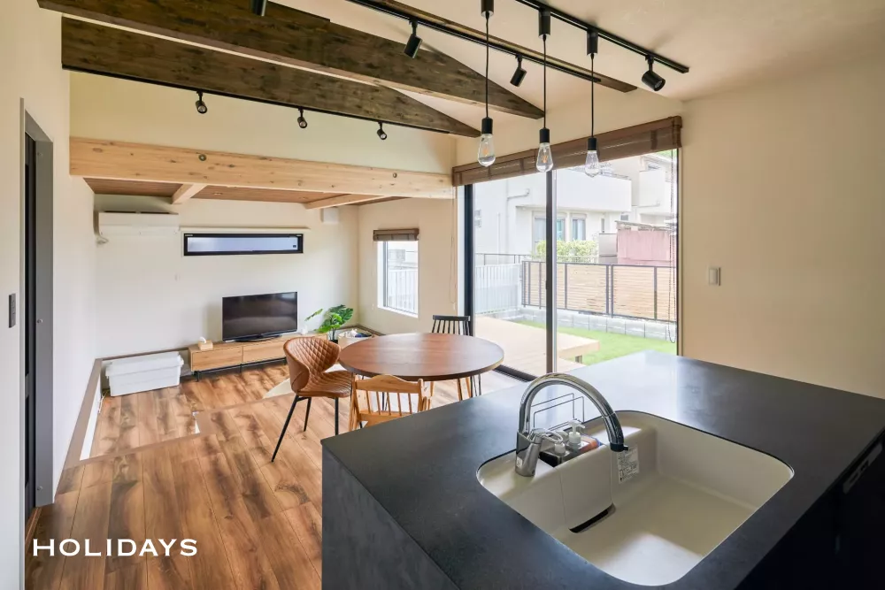 ダウンフロアリビングで空間にメリハリを