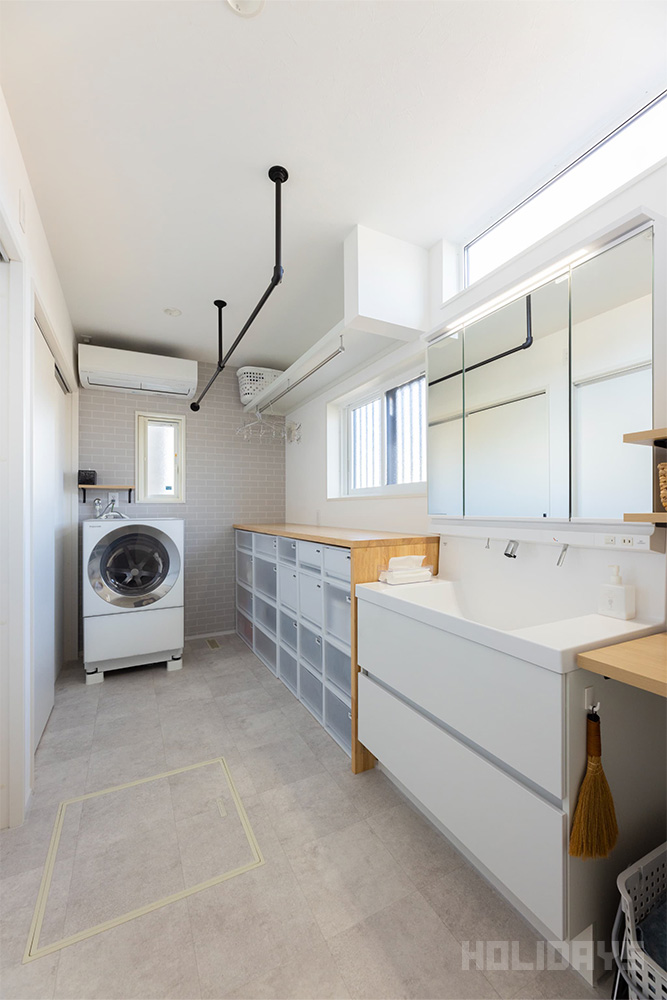 洗濯→干す→しまう、までが1階で完結する家事ラクな洗濯動線"